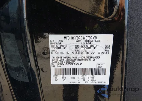 2013 Ford F-150 Stx from USA, damaged, VIN 1FTFX1EF5DFA98695
